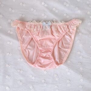 US-S Japanese tutu anna Cute Bow Embroidery Ruffle Shiny Tricot Nylon Panties